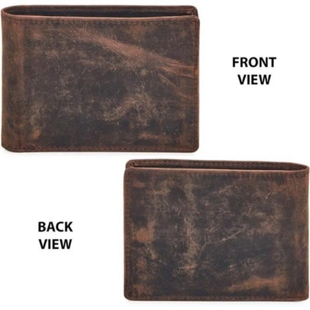 Real Leather Mens Bifold Wallet RFID Blocking Slim Minimalist Pocket Thin ID NEW